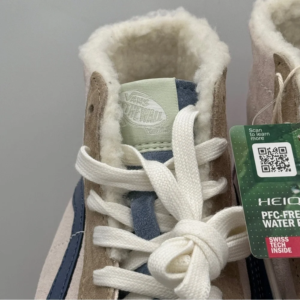 NWT Vans Sk8 Hi Pig Suede Multi Sherpa platform sneakers pink blue tan unisex - Picture 9 of 15